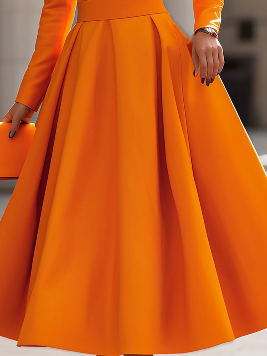 Radiant Elegance: Sophisticated Long-Sleeve Dress With Flair