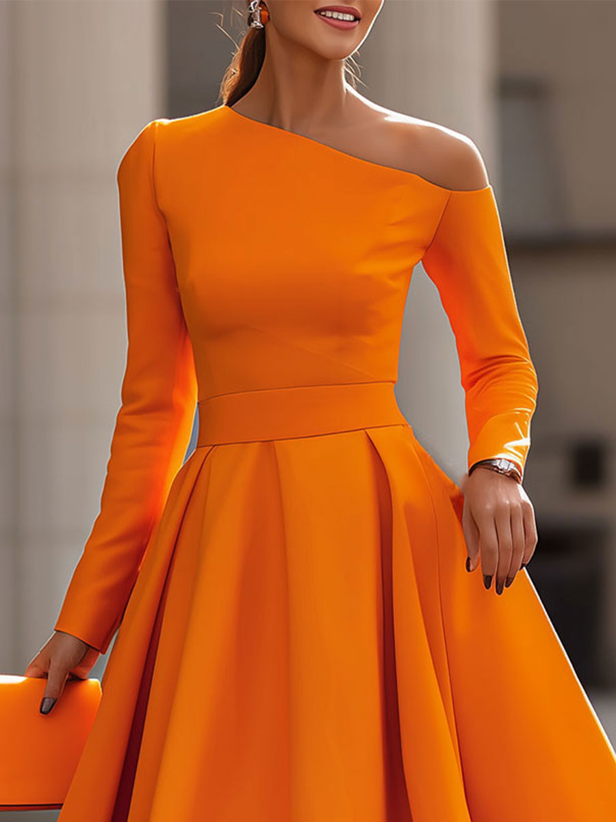 Radiant Elegance: Sophisticated Long-Sleeve Dress With Flair