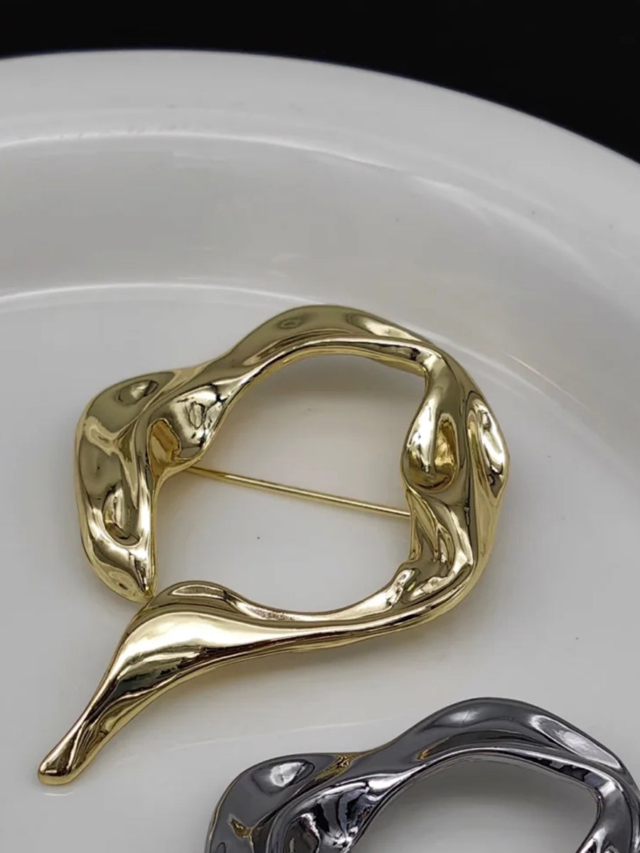 Abstract Sculptural Wave Brooch (Gold / Silver)