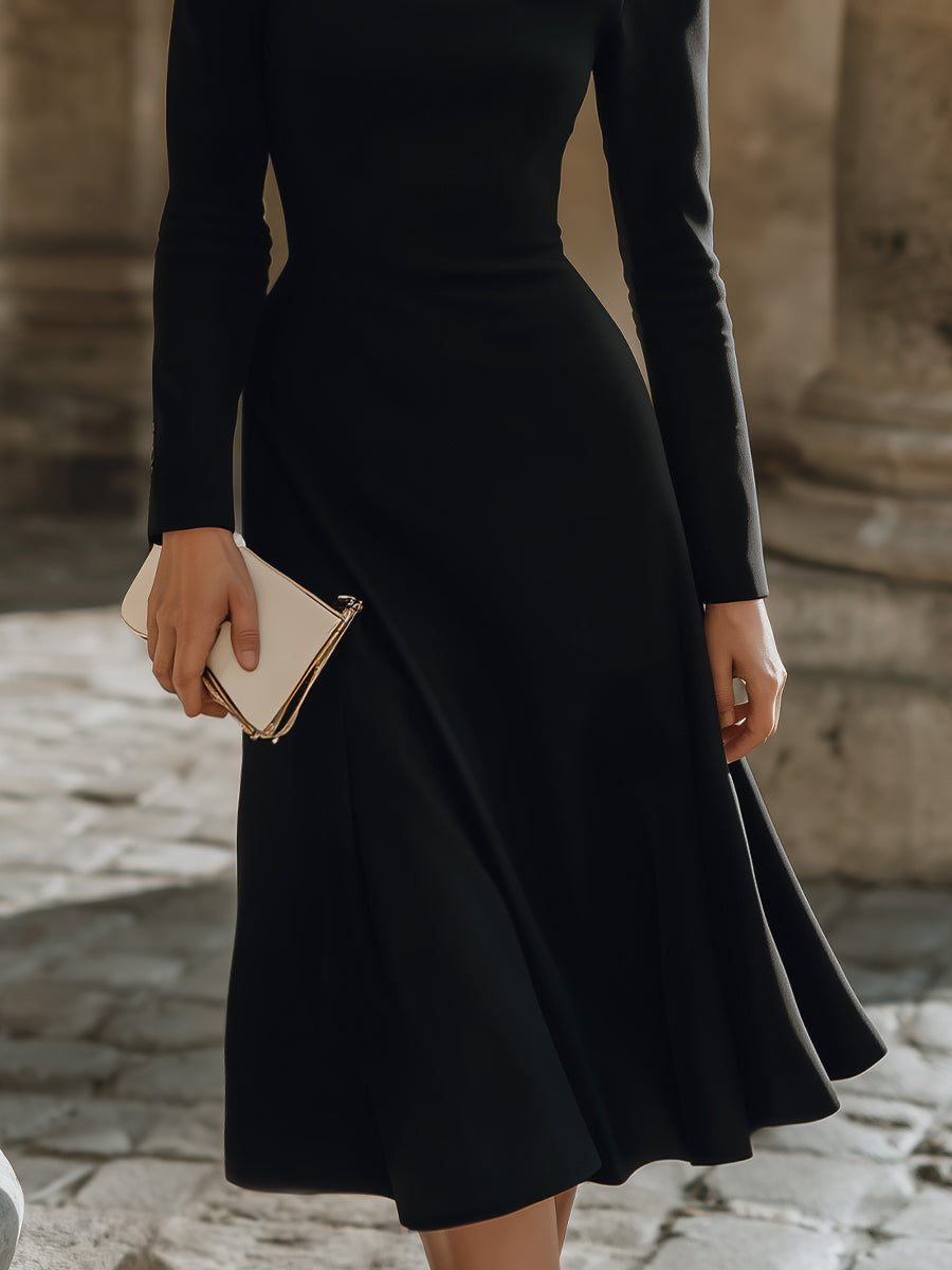 Black And White Off-Shoulder A-Line Dress