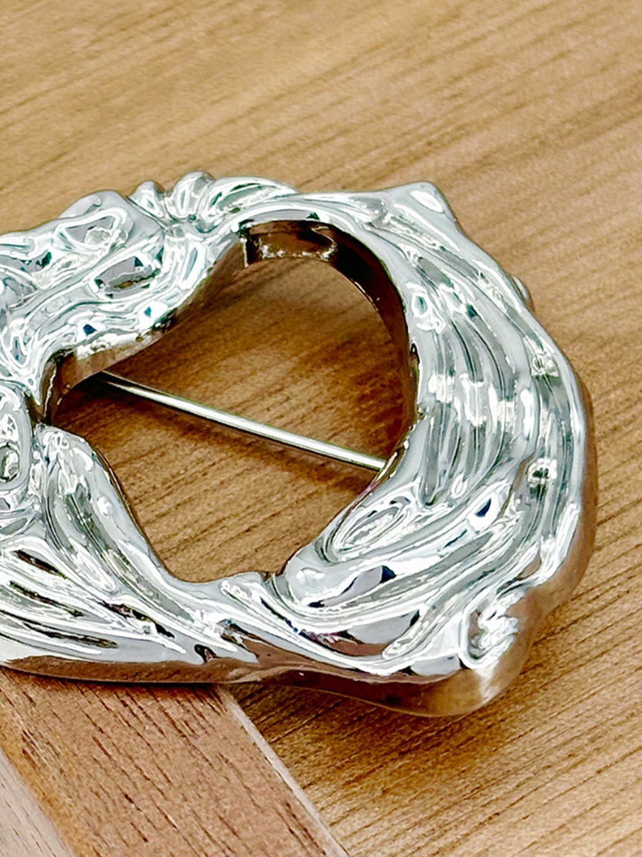 Abstract Silver Sculptural Loop Brooch