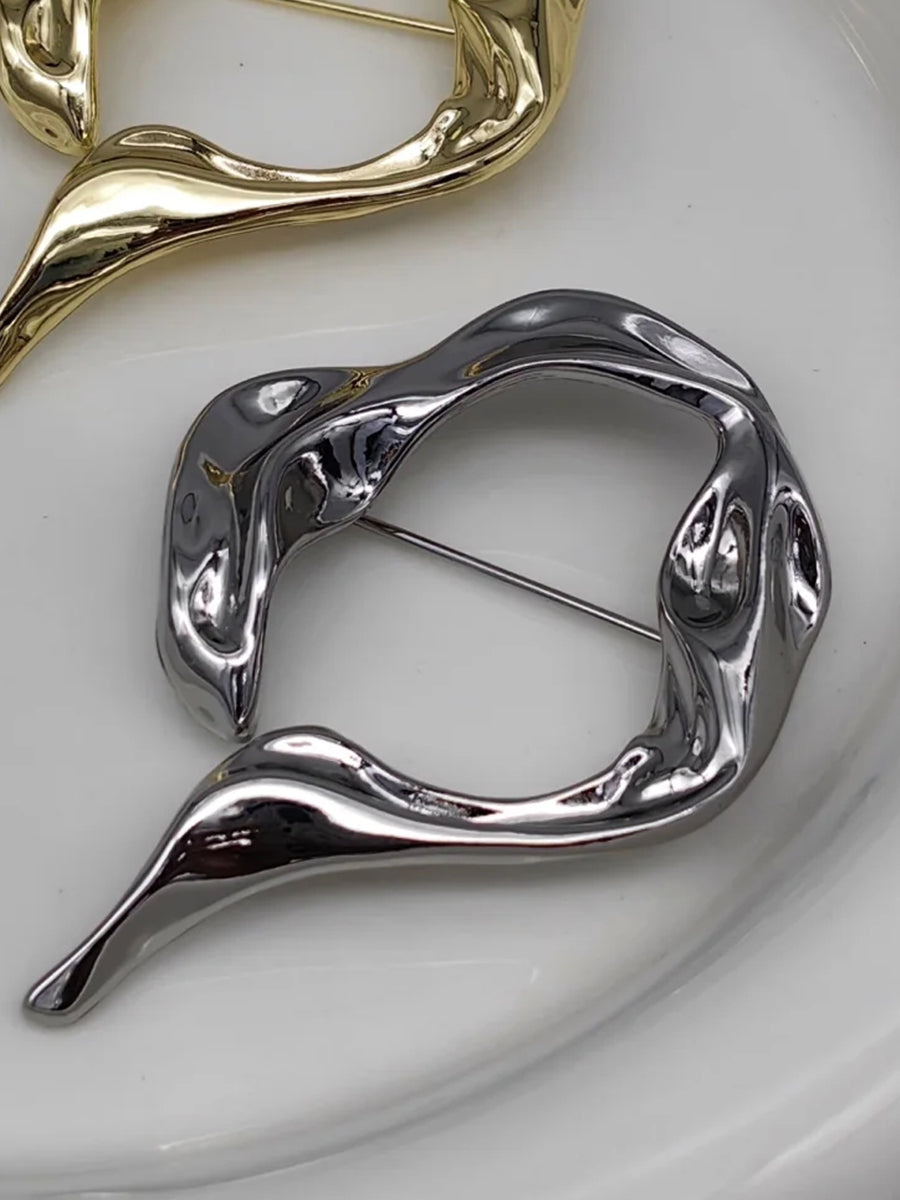 Abstract Sculptural Wave Brooch (Gold / Silver)