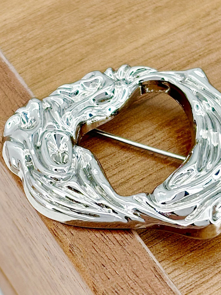 Abstract Silver Sculptural Loop Brooch