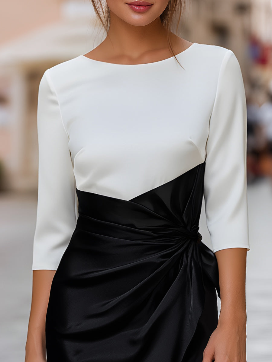 Asymmetric Draped Two-Tone Evening Dress